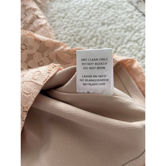 ENDLESS ROSE Sleeveless Lace Sheath Open Back Feather Waist Mini Dress Peach S - Picture 10 of 11